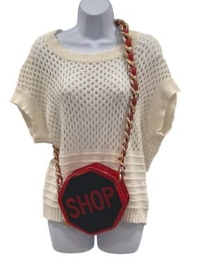 Hello 3 Am Women's Shop Red & Black Octagon Crossbody Bag